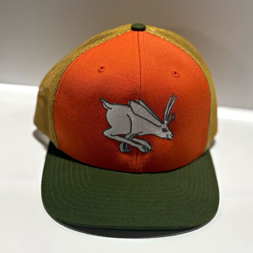 You Know Unisex Adults Orange Green Tan Trucker Hat One Size Jackalope Patch